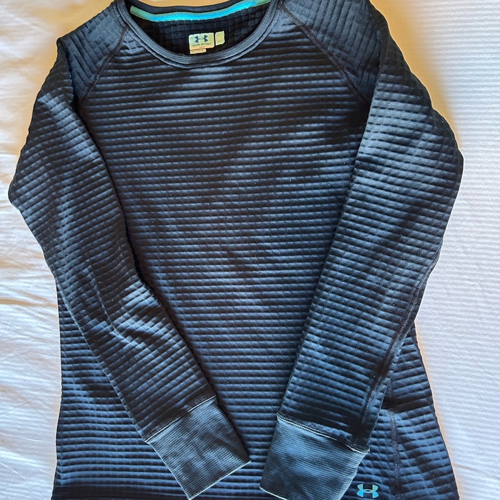 Women’s Under Armour 4.0 Base Layer XL Waffle Black Turquoise Long Sleeve Warm
